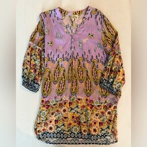 Fig & Flower Anthropologie Floral Boho Blouse SZ L
